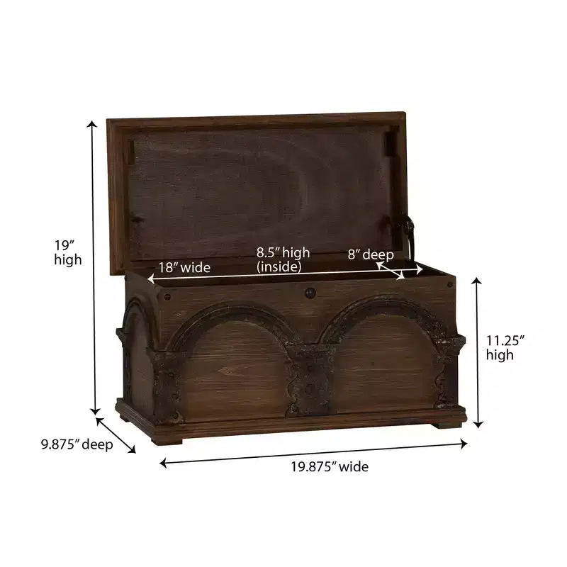 Household Essentials Small Wooden Arch Storage Trunk Brown