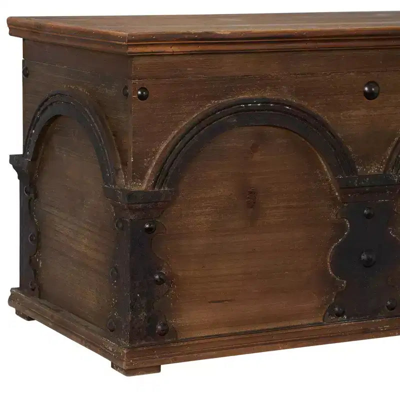 Household Essentials Small Wooden Arch Storage Trunk Brown