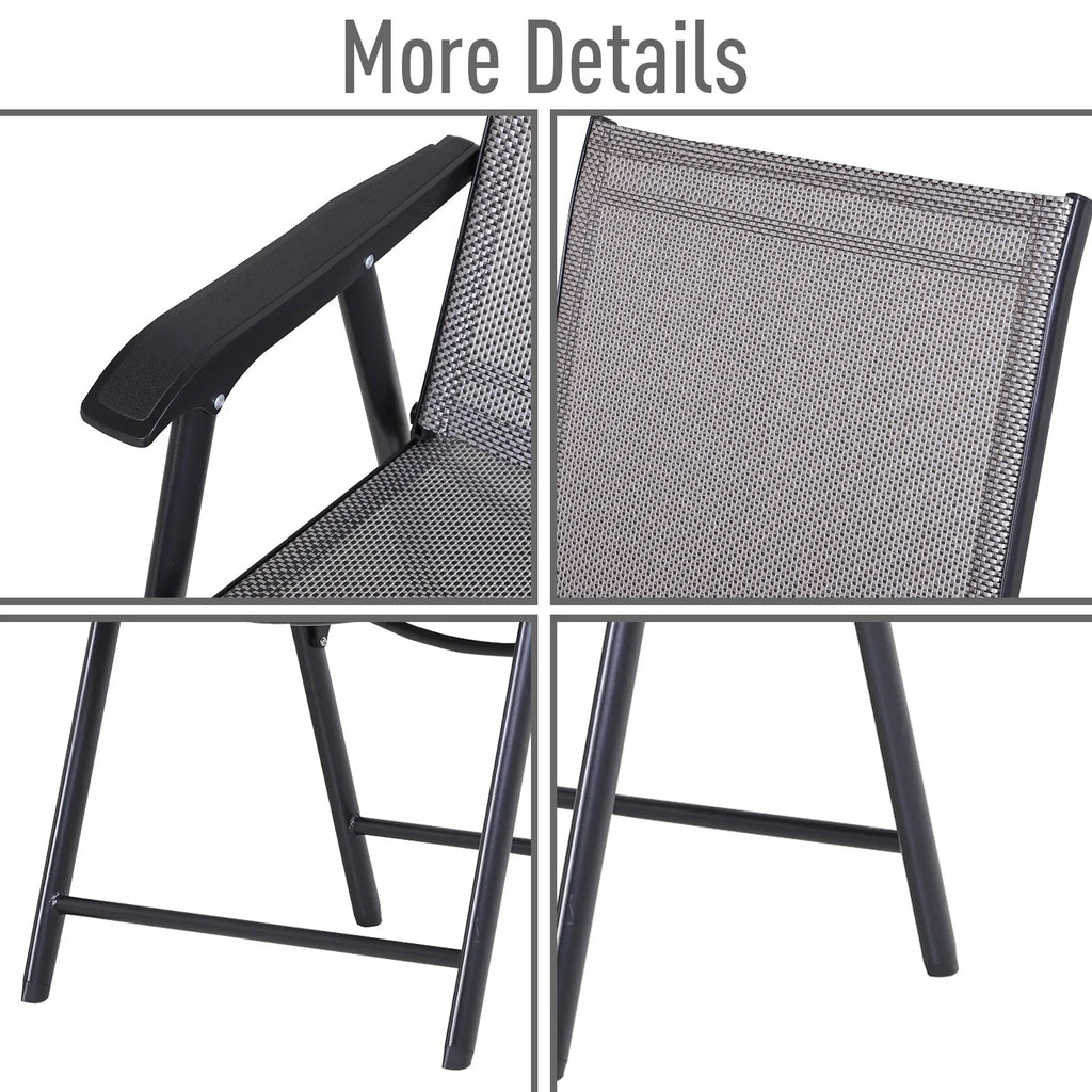 Set di 4 sedie pieghevoli Outsunny per patio, dal design semplice ed elegante, comode per terrazza, giardino, cortile e viaggio