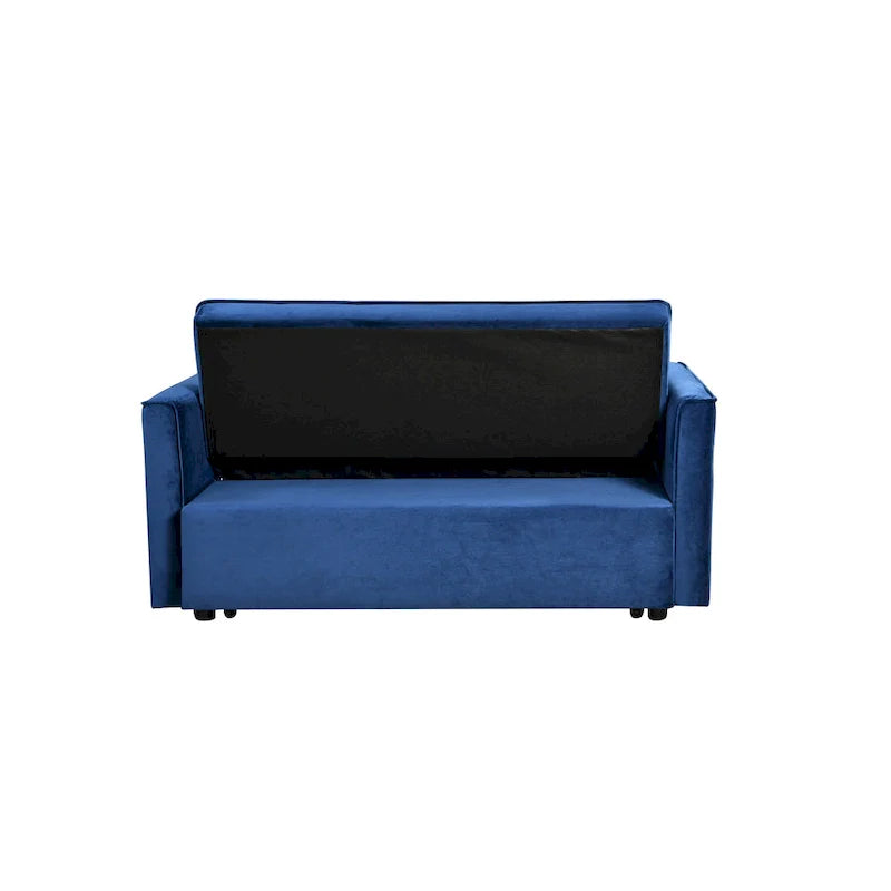Divanetto Futon Moderno in Velluto con Schienale Reclinabile e Tasche, 2 Posti - Grigio Scuro / Grigio Chiaro / Blu / Nero