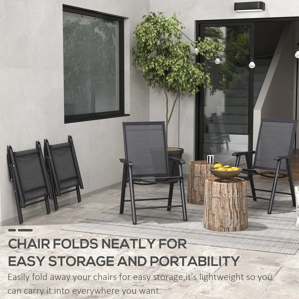 Set di 4 sedie pieghevoli Outsunny per patio, dal design semplice ed elegante, comode per terrazza, giardino, cortile e viaggio