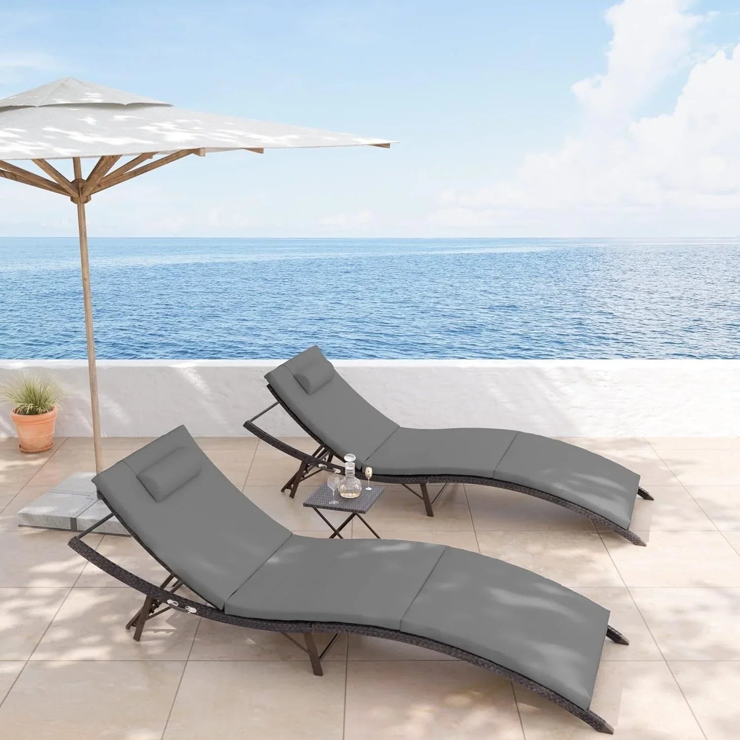 Set di 3 Chaise Lounge da Esterno Kullavik