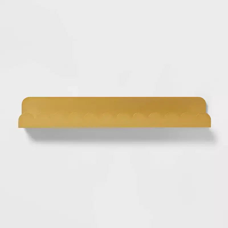 Metal Luxe Kids' Wall Shelf Gold - Pillowfort™: Scalloped Floating Iron Wall Organizer, 24" Wide