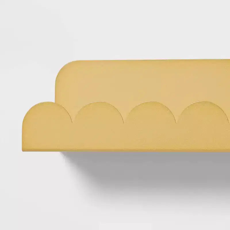 Metal Luxe Kids' Wall Shelf Gold - Pillowfort™: Scalloped Floating Iron Wall Organizer, 24" Wide
