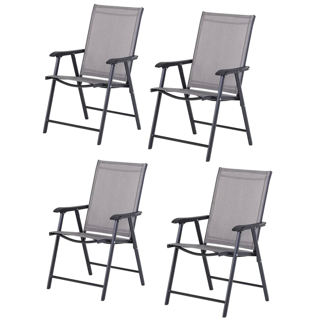 Set di 4 sedie pieghevoli Outsunny per patio, dal design semplice ed elegante, comode per terrazza, giardino, cortile e viaggio