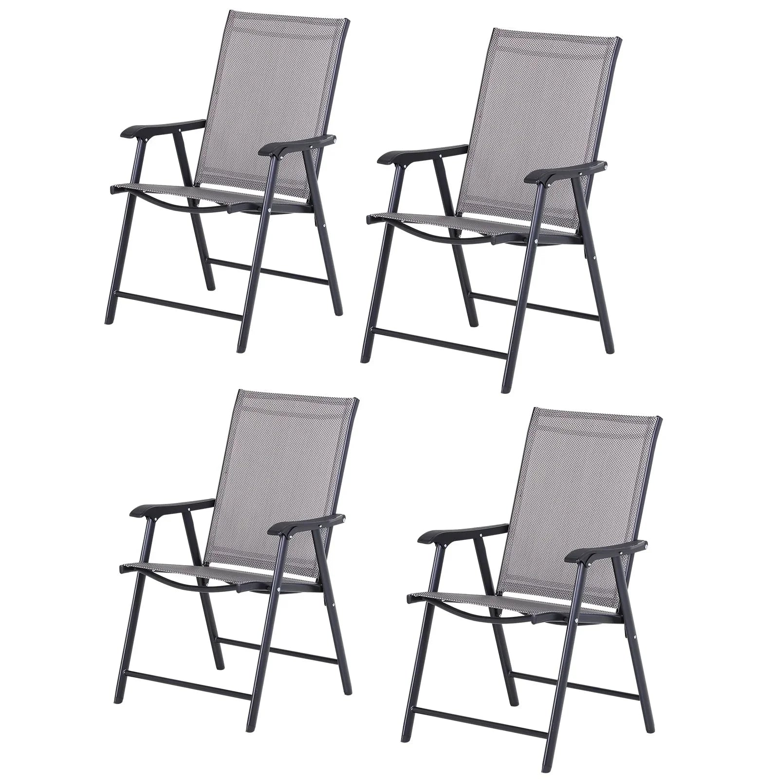 Set di 4 sedie pieghevoli Outsunny per patio, dal design semplice ed elegante, comode per terrazza, giardino, cortile e viaggio