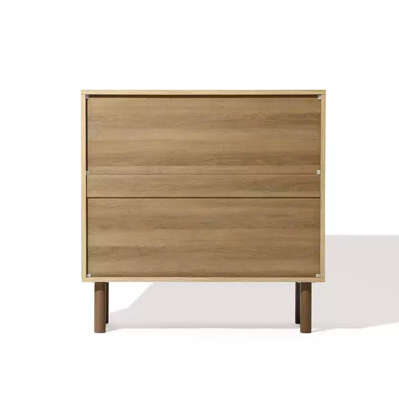 Mid-Century Modern Rope 2-Door Cabinet – Natural Wood, Hydraulic Doors & Wood Legs