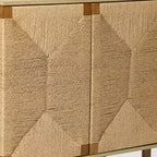Mid-Century Modern Rope 2-Door Cabinet – Natural Wood, Hydraulic Doors & Wood Legs