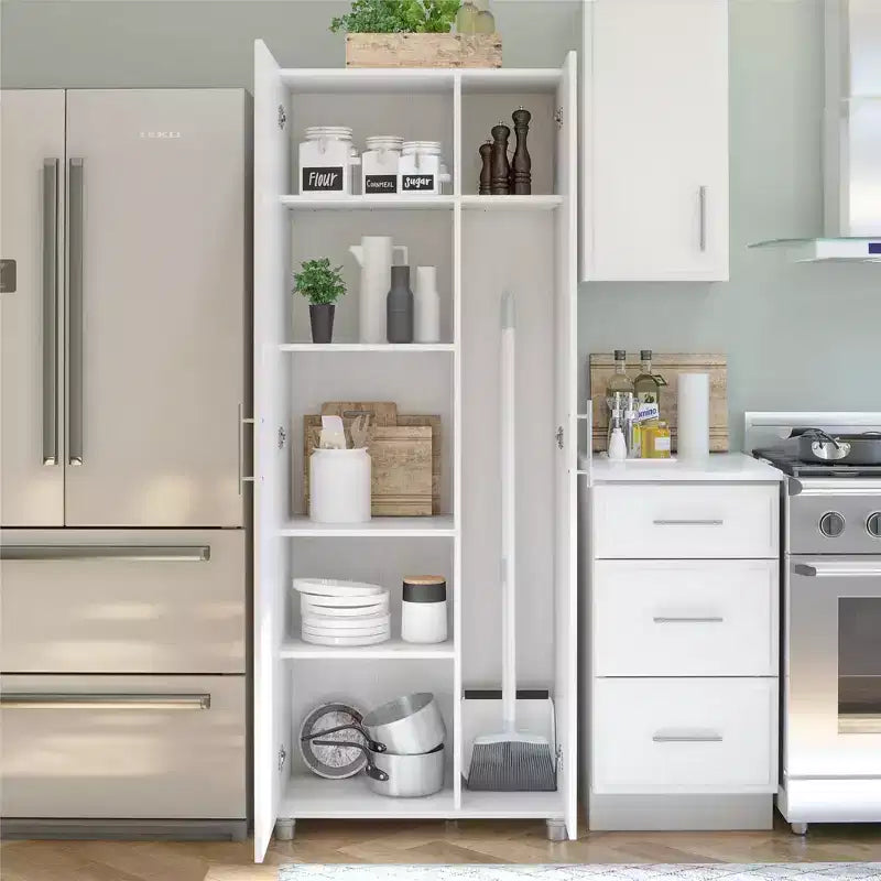 Tall Asymmetrical Storage Cabinet – 7 Compartments, Adjustable Shelves, Modern