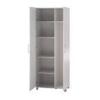 Tall Asymmetrical Storage Cabinet – 7 Compartments, Adjustable Shelves, Modern