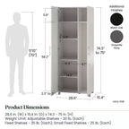 Tall Asymmetrical Storage Cabinet – 7 Compartments, Adjustable Shelves, Modern