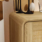 Boho Storage Cabinet with Rattan Woven Doors & Gold Handles – 4 Doors, Multi-Room