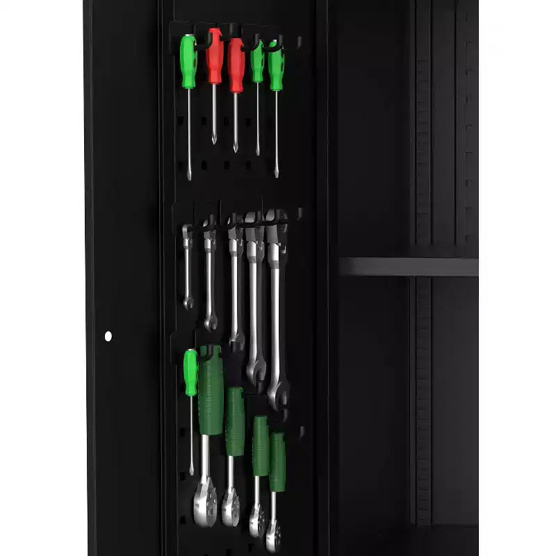 72" Tall Garage Storage Cabinet with Pegboard, Lock & Wheels – Heavy-Duty Steel