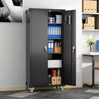 72" Tall Garage Storage Cabinet with Pegboard, Lock & Wheels – Heavy-Duty Steel