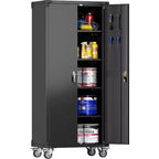 72" Tall Garage Storage Cabinet with Pegboard, Lock & Wheels – Heavy-Duty Steel