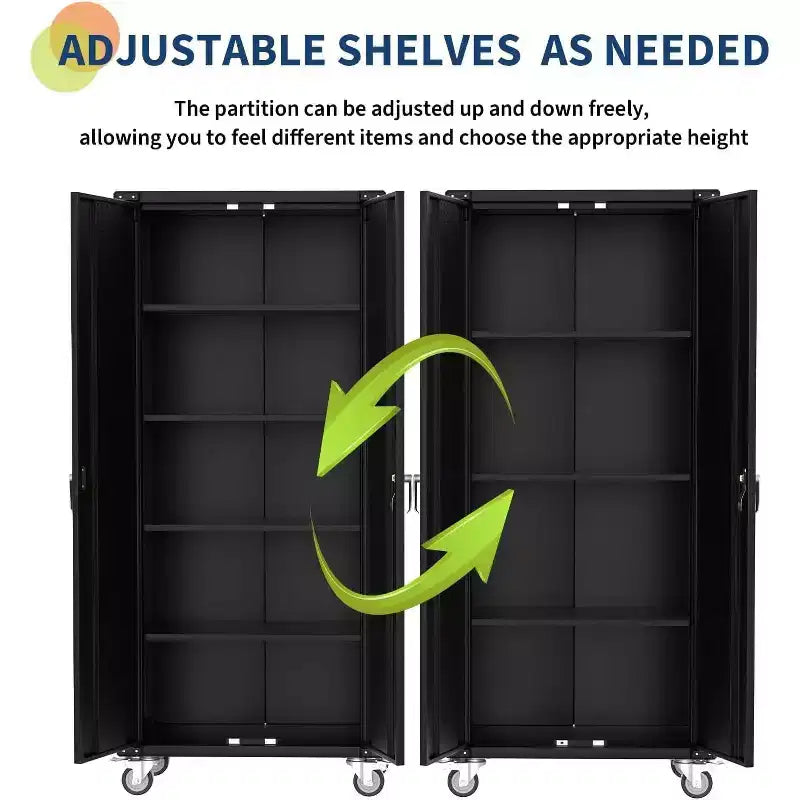 72" Tall Garage Storage Cabinet with Pegboard, Lock & Wheels – Heavy-Duty Steel