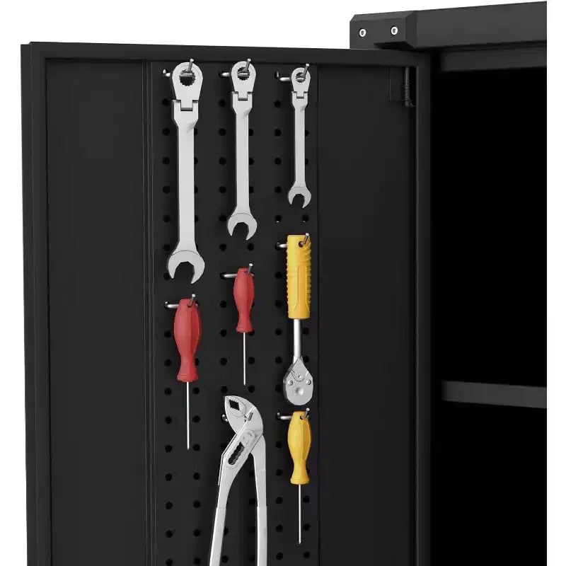 72" Tall Garage Storage Cabinet with Pegboard, Lock & Wheels – Heavy-Duty Steel