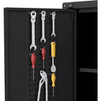 72" Tall Garage Storage Cabinet with Pegboard, Lock & Wheels – Heavy-Duty Steel