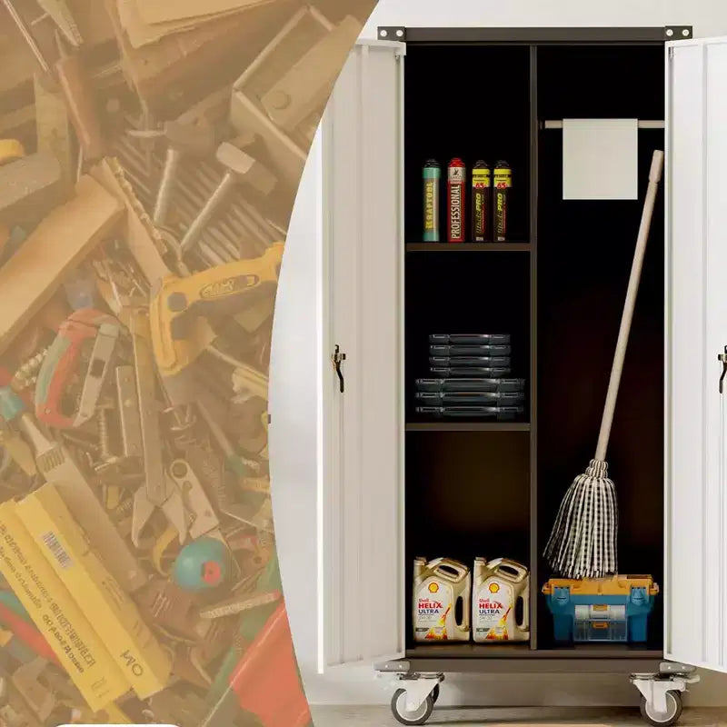 72" Tall Garage Storage Cabinet with Pegboard, Lock & Wheels – Heavy-Duty Steel