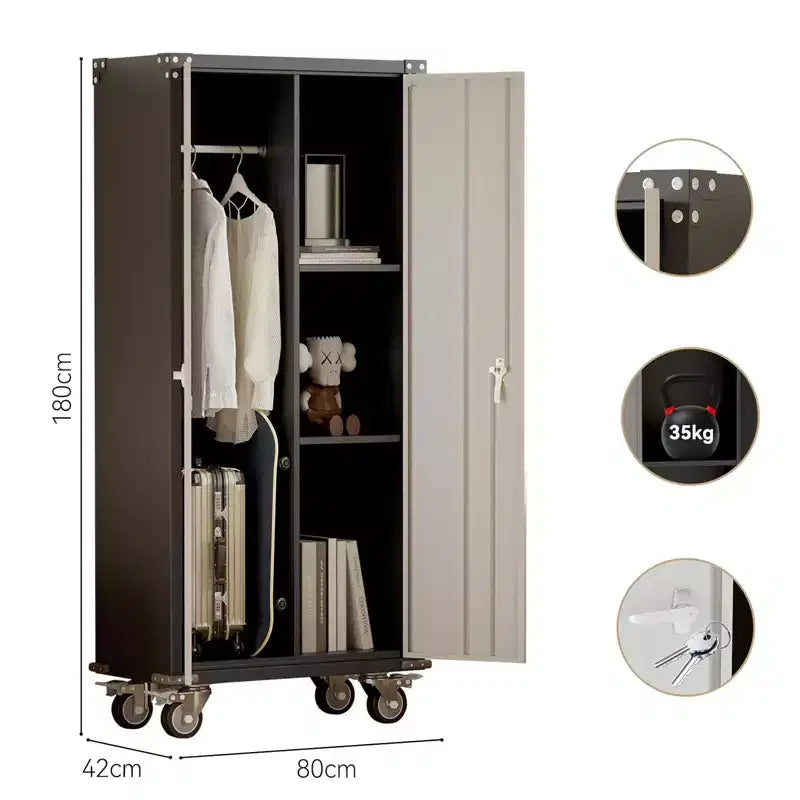 72" Tall Garage Storage Cabinet with Pegboard, Lock & Wheels – Heavy-Duty Steel
