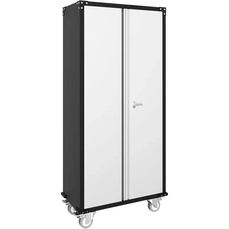72" Tall Garage Storage Cabinet with Pegboard, Lock & Wheels – Heavy-Duty Steel