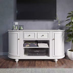 48" White TV Console with Cabinet Doors & Open Media Shelves – Traditional Style