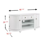 48" White TV Console with Cabinet Doors & Open Media Shelves – Traditional Style