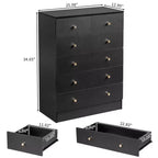 Karl Home 6-Drawer Black Particle Board 25.98in. W Chest of Drawer