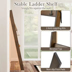 5-Tier Bamboo Blanket Ladder with 4 Removable Hooks – Farmhouse Style