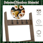 5-Tier Bamboo Blanket Ladder with 4 Removable Hooks – Farmhouse Style