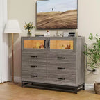 6-Drawer Dresser with RGB Lights & USB Charging Station – 2-Door Storage Cabinet