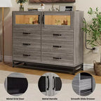 6-Drawer Dresser with RGB Lights & USB Charging Station – 2-Door Storage Cabinet