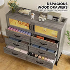 6-Drawer Dresser with RGB Lights & USB Charging Station – 2-Door Storage Cabinet