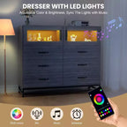 6-Drawer Dresser with RGB Lights & USB Charging Station – 2-Door Storage Cabinet