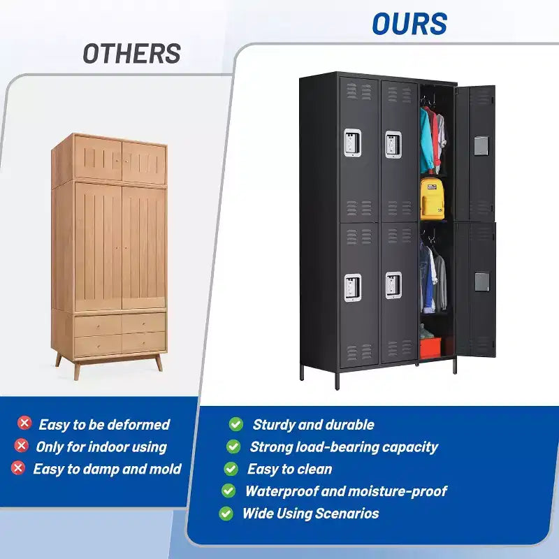 6-Door Double-Tier Metal Storage Locker – Steel, Home, Office, Gym & School
