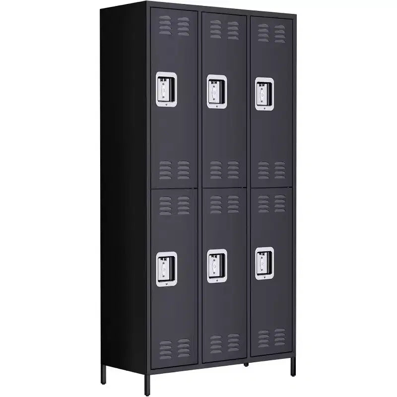 6-Door Double-Tier Metal Storage Locker – Steel, Home, Office, Gym & School