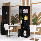 71" Tall Salon & Bathroom Storage Cabinet – 2 Drawers, 2-Tier Shelf & Tool Holders