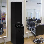 71" Tall Salon & Bathroom Storage Cabinet – 2 Drawers, 2-Tier Shelf & Tool Holders