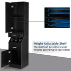 71" Tall Salon & Bathroom Storage Cabinet – 2 Drawers, 2-Tier Shelf & Tool Holders