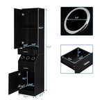 71" Tall Salon & Bathroom Storage Cabinet – 2 Drawers, 2-Tier Shelf & Tool Holders