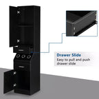 71" Tall Salon & Bathroom Storage Cabinet – 2 Drawers, 2-Tier Shelf & Tool Holders
