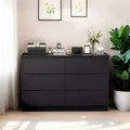 MAYEERTY 6 Drawers Black Dresser Modern with Spacious Countertop Concealed Handles 6 Deep Drawers for Living Room Entryway