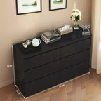 6 Drawers Black Dresser Modern with Spacious Countertop Concealed Handles 6 Deep Drawers for Living Room Entryway