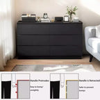 6 Drawers Black Dresser Modern with Spacious Countertop Concealed Handles 6 Deep Drawers for Living Room Entryway