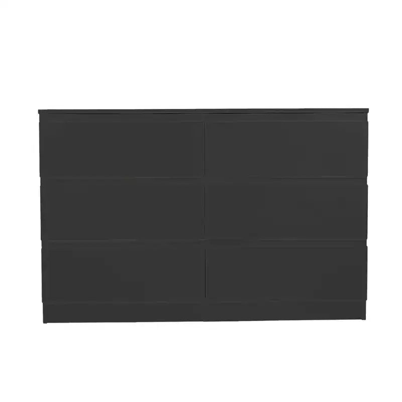 6 Drawers Black Dresser Modern with Spacious Countertop Concealed Handles 6 Deep Drawers for Living Room Entryway