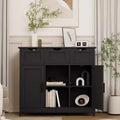 MAYEERTY Storage Cabinets with Drawers and Shelves Accent Cabinets for Living Room Black