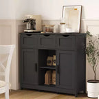 Storage Cabinet with 3 Drawers, 2 Doors & Adjustable Shelves – Black, Living Room