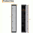 72" Tall 4-Door Steel Storage Locker – Grey & Black, Office, Gym & School