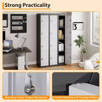 72" Tall 4-Door Steel Storage Locker – Grey & Black, Office, Gym & School
