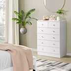 6-Drawer White Particle Board 25.98in. W Chest of Drawer